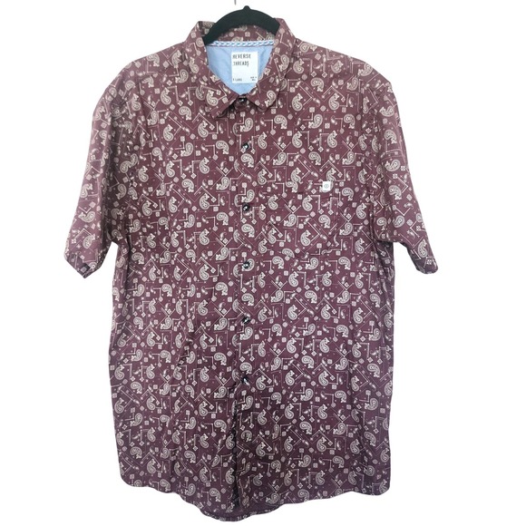 Reverse Threads Other - Reverse Threads Mens XL Paisley Bandana Print Short Sleeve Button Down Shirt Red